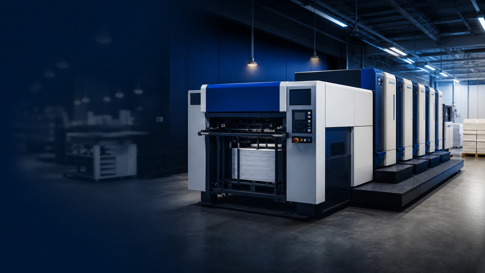 Komori Spica four-colour offset press on the Sobana Printers production floor